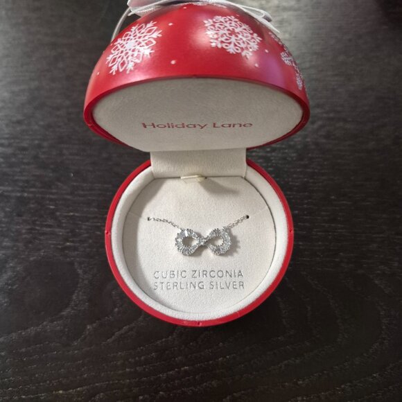 Holiday Lane Cubic Zirconia Infinity Pendant Necklace in Sterling Silver - Picture 5 of 6